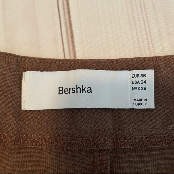 Bershka Slouchy Dad Tailored Pants Womens 4 Brown Straight Leg Career Academia - Picture 11 of 15